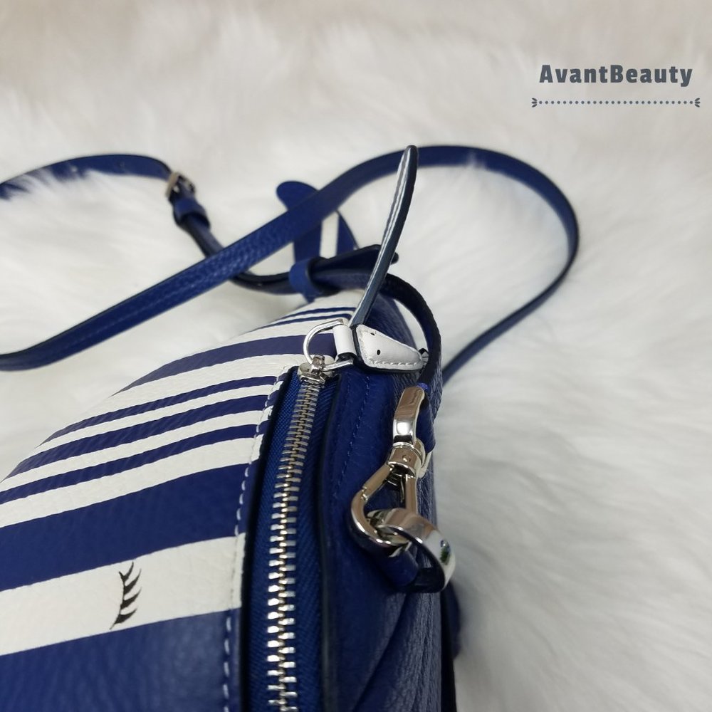 Kate Spade Whale Striped Blue Crossbody Shore Bag - Picture 12 of 15